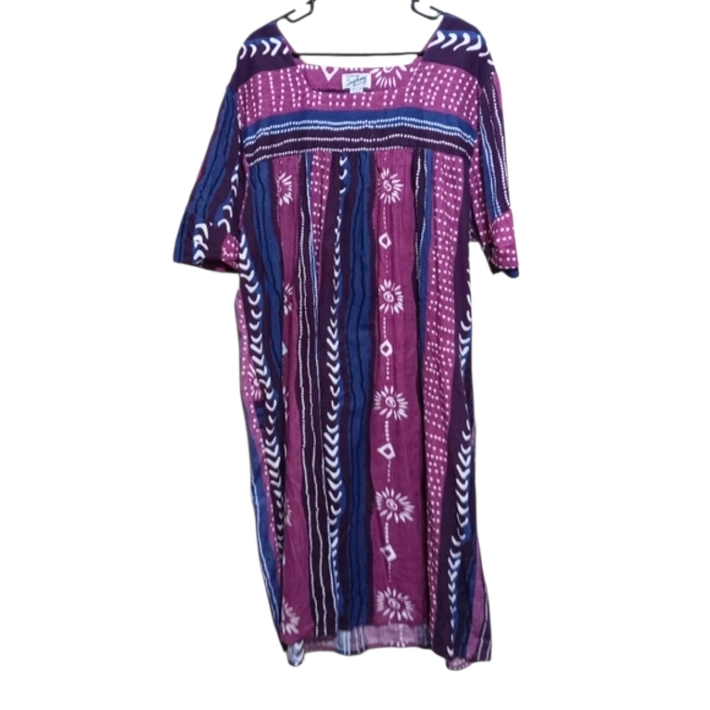 Styled By Saybury Purple Batik Print Cotton Midi Dress